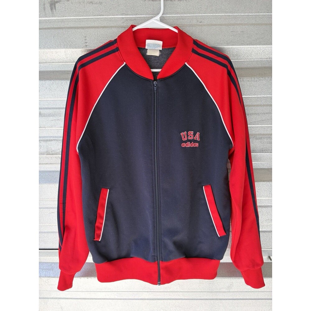 VINTAGE OLD SCHOOL MENS ADIDAS TEAM USA OLYMPICS RED WHITE BLUE TRACK JACKET M